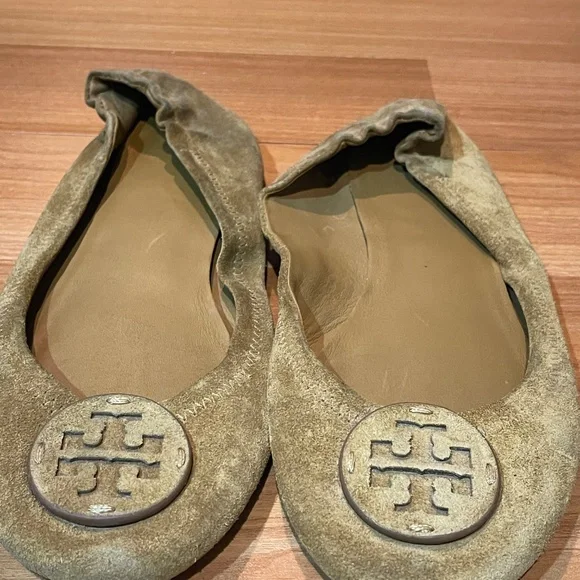 Tory Burch Minnie Travel Ballet Flats – Dark Tiramisu Cognac Suede – Size 9 - Picture 3 of 8